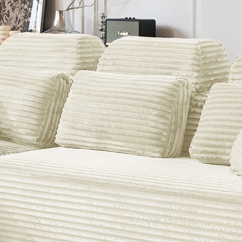 Sectional Sleeper Sofa & Storage Pockets, Modular Couch With Throw Pillows For Living Room