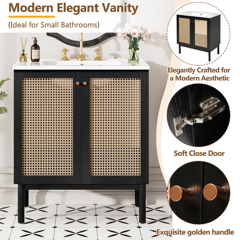 Bathroom Vanity With Soft Closing Mechanism - Black