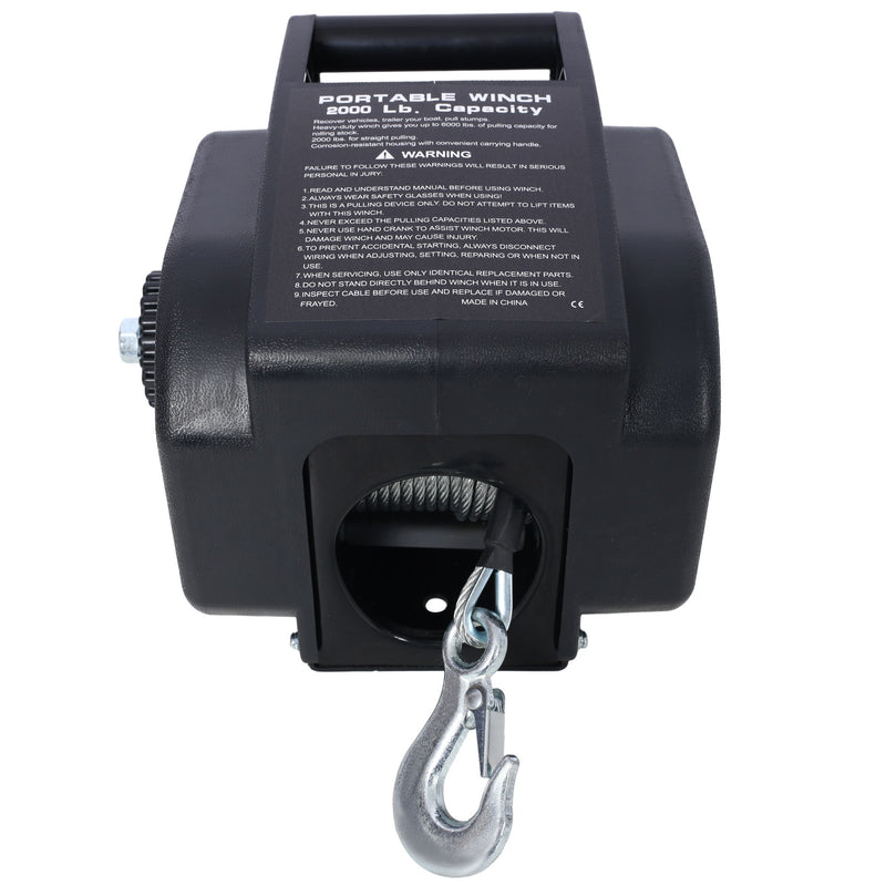 Reversible Electric Trailer Winch For Boats Up To 5000 Lbs With Galvanized Wire Rope And Casing - Black