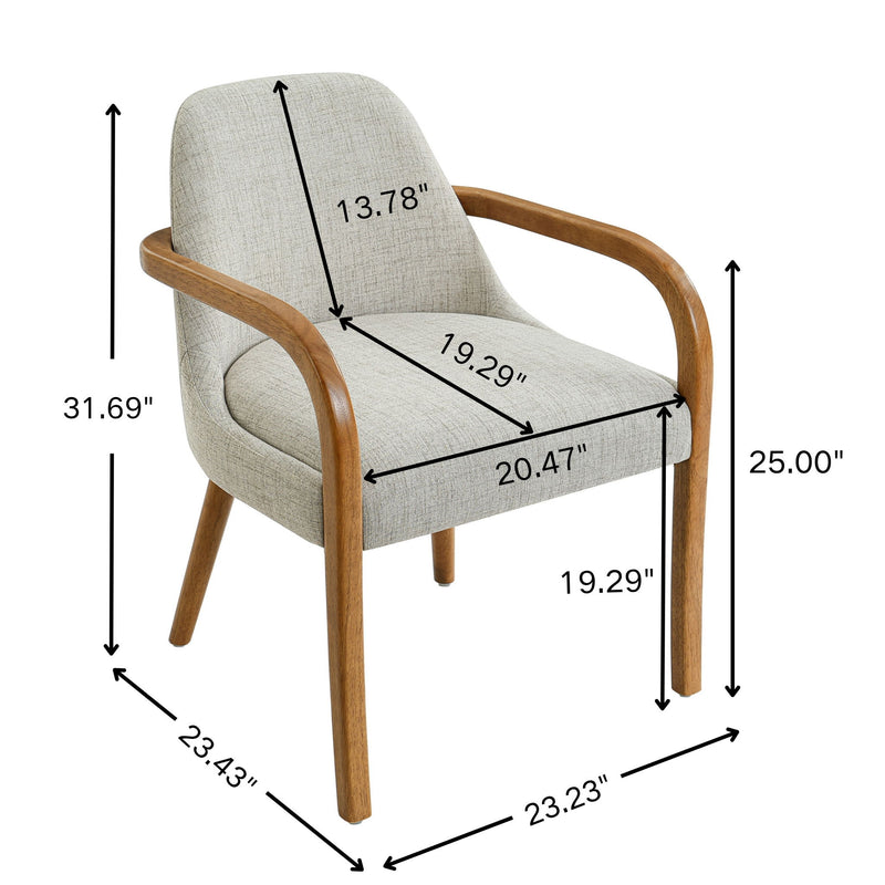 Dining Indoor Upholstered Armchairs (Set of 2) - Beige / Light Oak