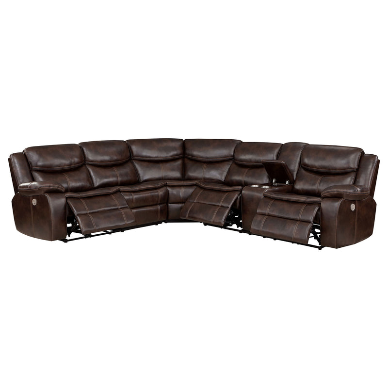 Mclean - Power Reclining Sectional Sofa With Storage Console - Dark Brown