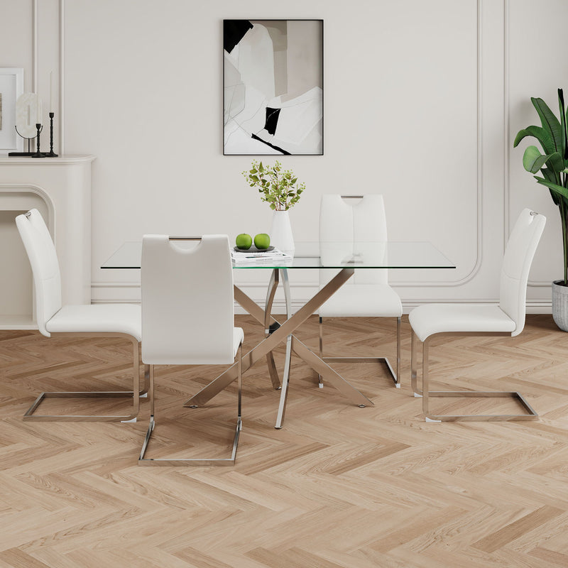 Modern Dining Chairs With Padded Seat And Metal Legs