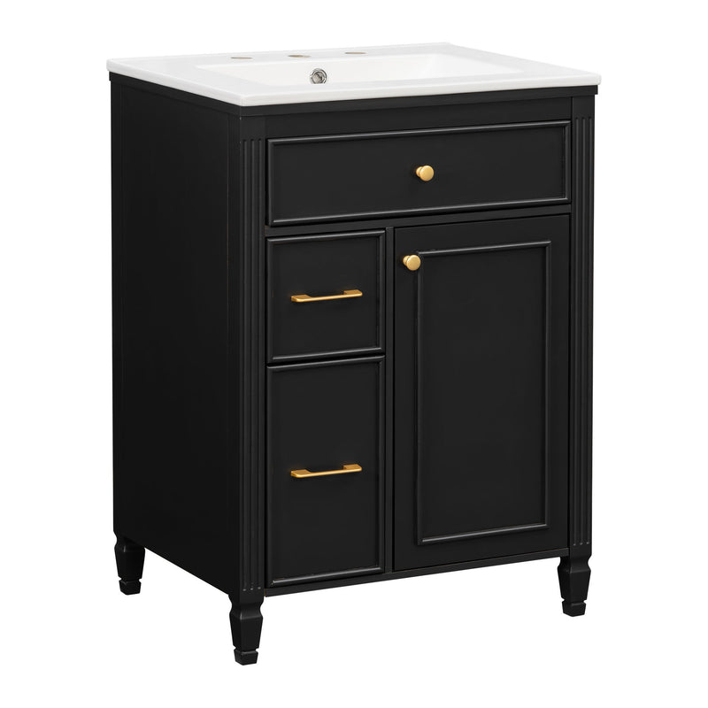 Freestanding Bathroom Vanity With Sink, Soft Close Door, Tip Out Drawer