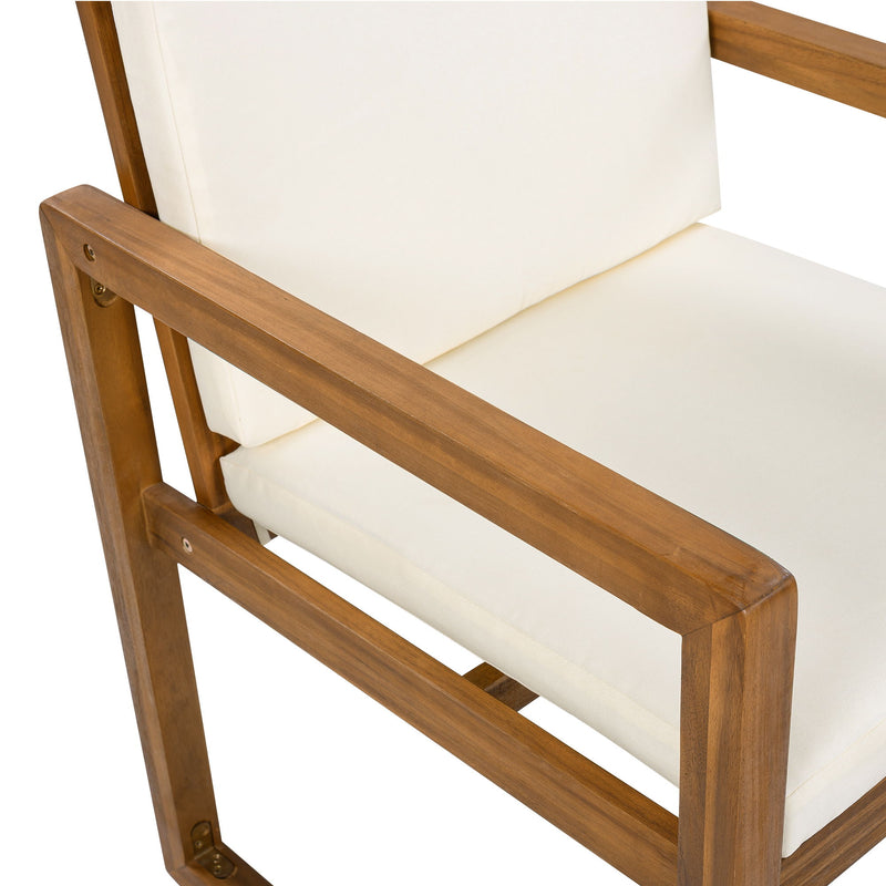 5 Piece Outdoor Patio Dining Set With 4 Armchairs And Table - Beige