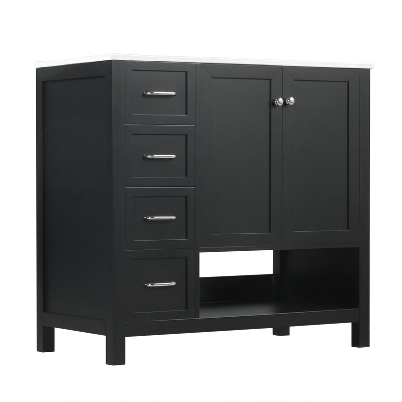 Bathroom Vanity With Sink Top, Bathroom Vanity Cabinet With 2 Doors And 2 Drawers, Open Shelf