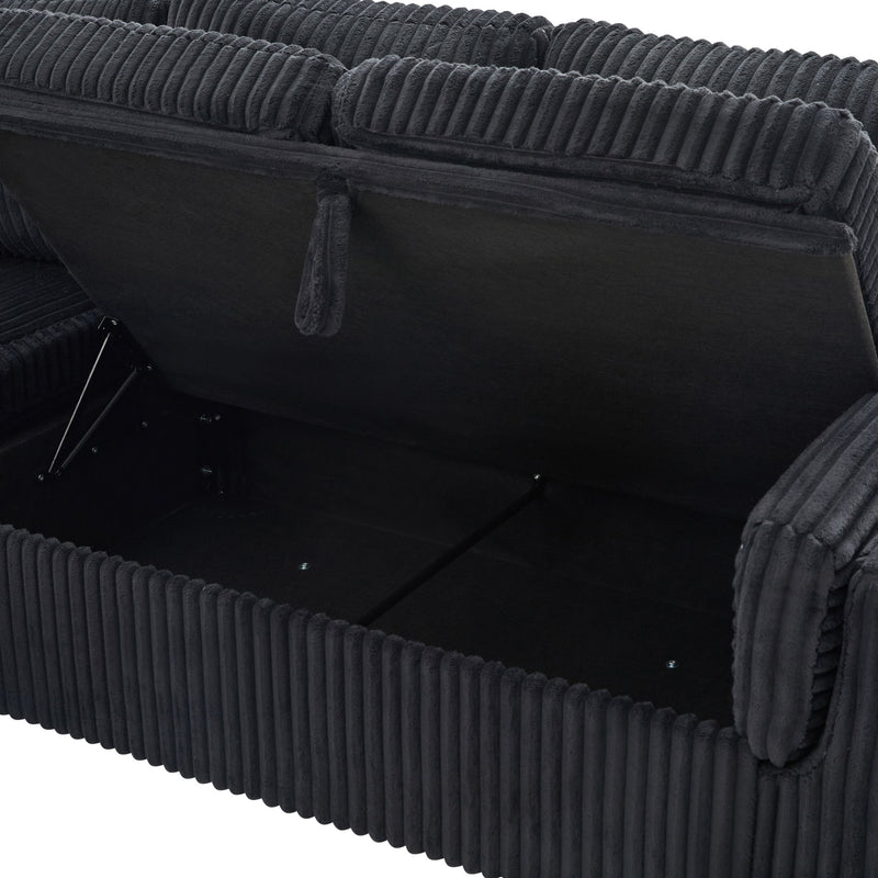 Convertible U-Shaped Sectional Sofa Bed With USB Ports And Storage