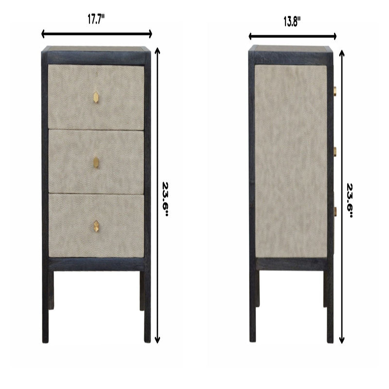 Nightstand, 3 Drawer - Black
