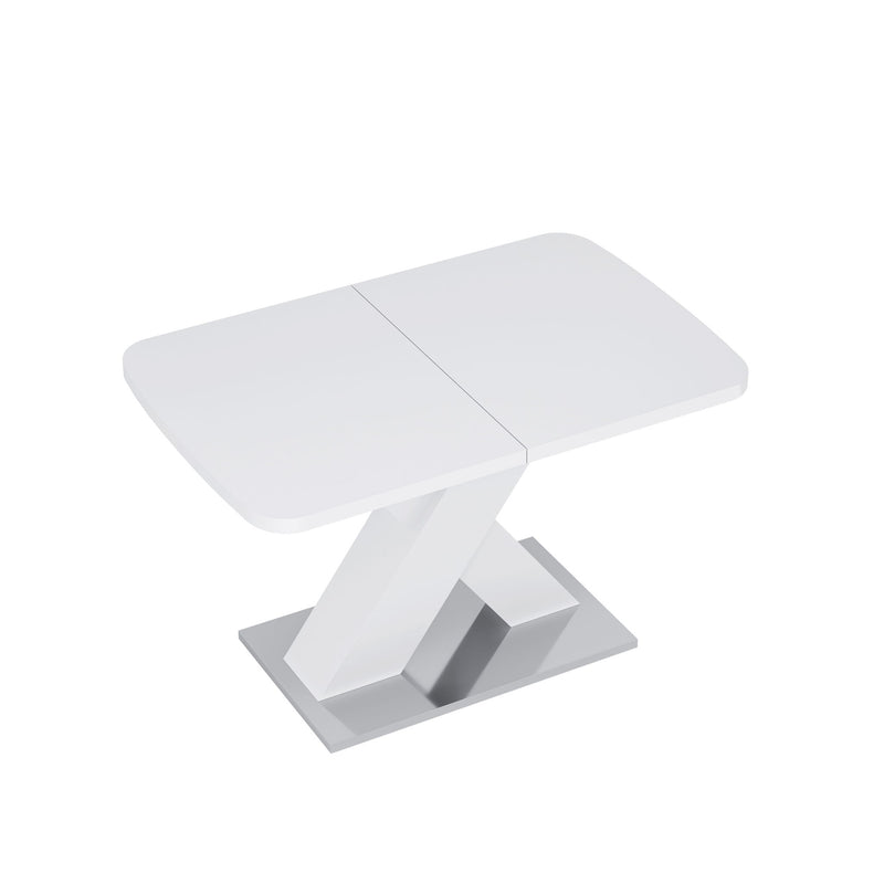 Rectangle Dining Table, Stretchable, X Shape Legs - White