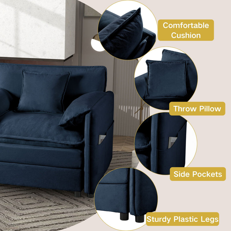 Oversized Chair With Movable Ottoman, Soft Upholstered Lounge Chair