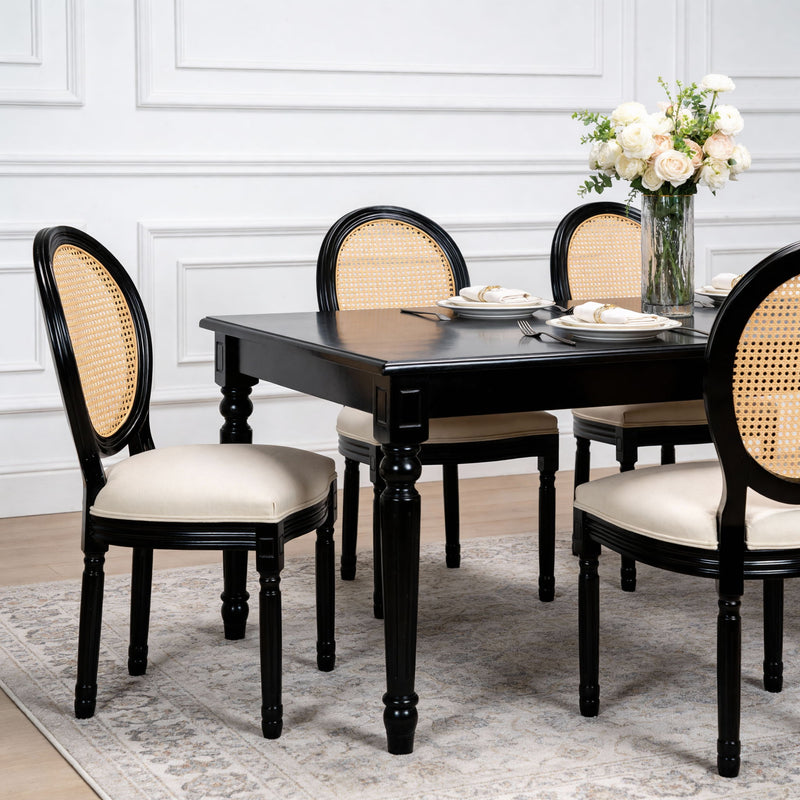 Dining Chairs, Upholstered With Round Back (Set of 2) - Black