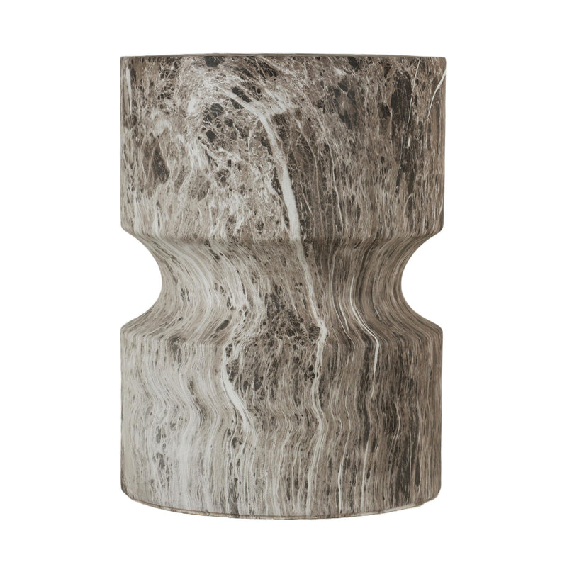 Outdoor Geometric Round End Table - Marble