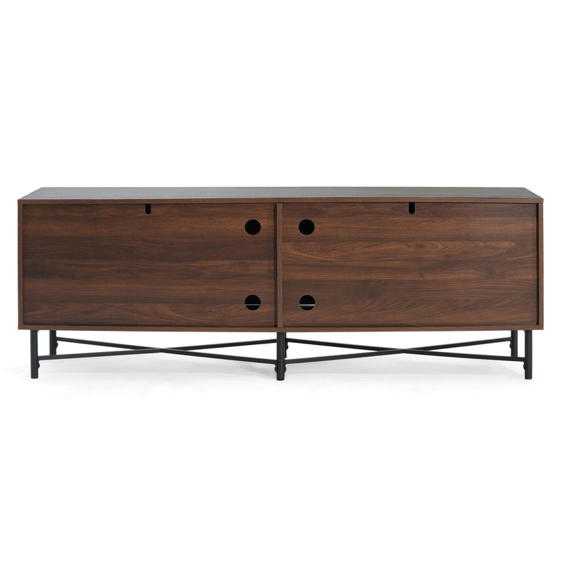 4 Door TV Cabinet, 2 Storage Spaces, Adjustable Shelves