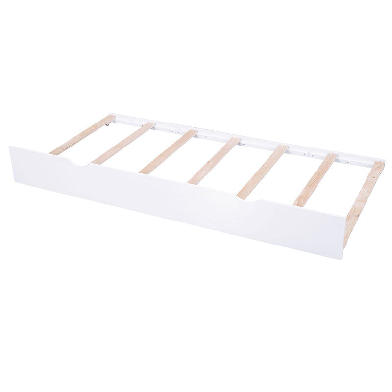 Storage Platform Bed With Pull Out Shelves And Trundle