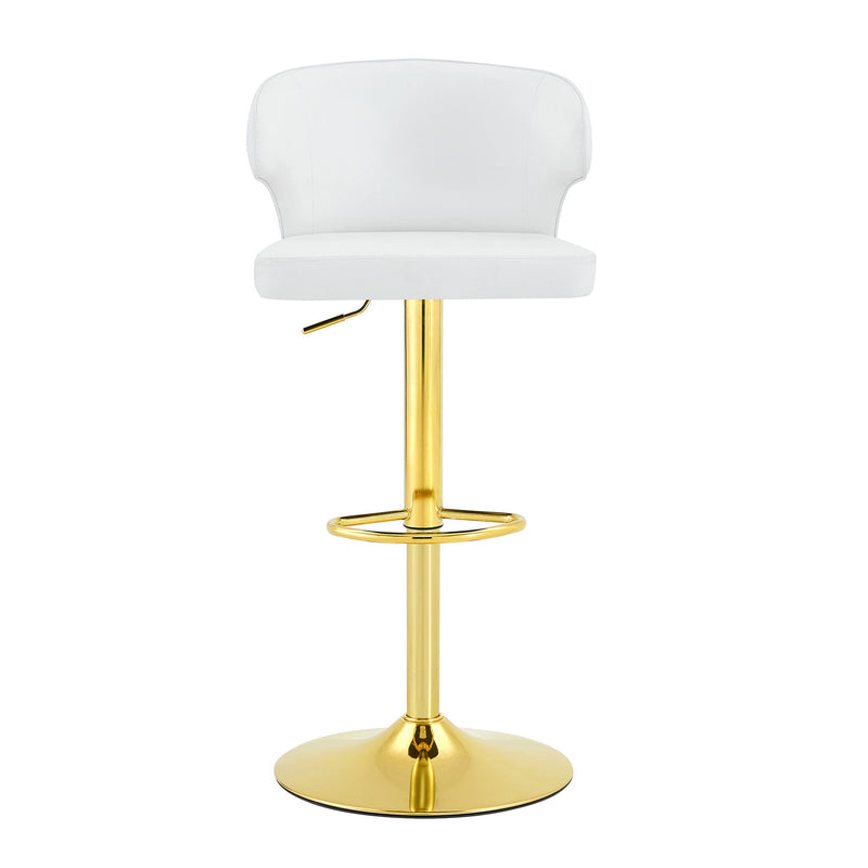 Adjustable Swivel Bar Chair With High Back Support For Kitchen Counter (Set of 2) - Gold / White