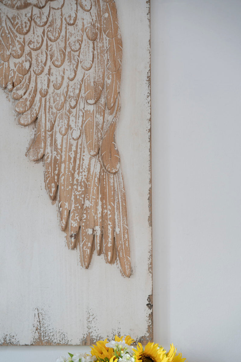 Feather Wing Wall Panels With Distressed, Rectangle Hanging Wall Art (Set of 2) - Multicolor