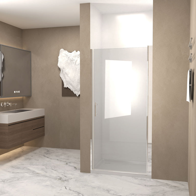Shower Door, Tempered Glass With Explosion Proof Film, Half Frame Design - Chrome