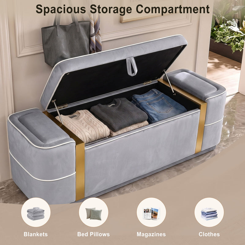 Storage Bench Upholstered Ottoman Bed End Bench With Lift Top Storage
