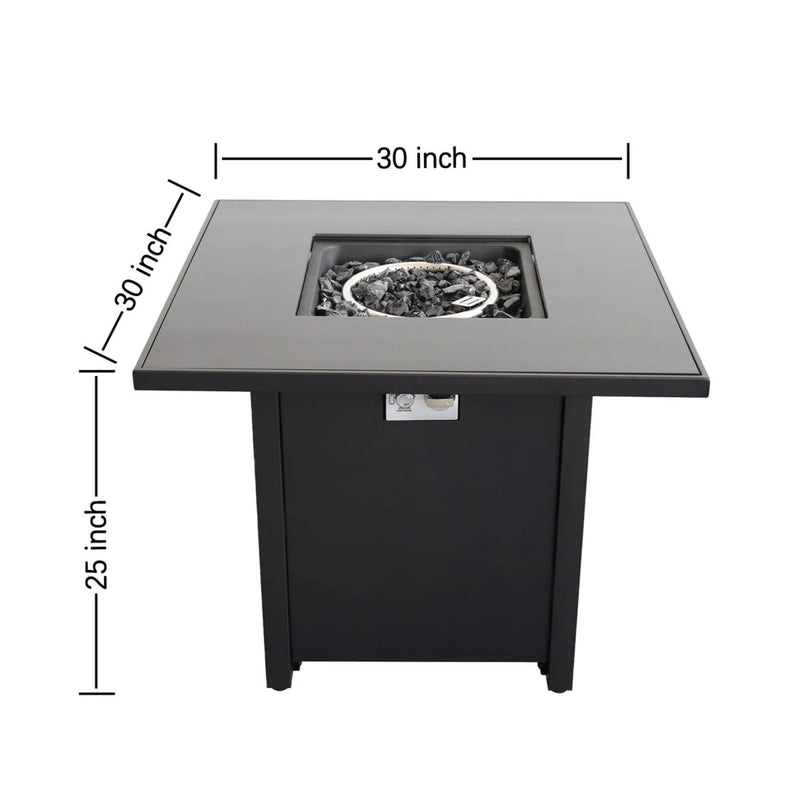 Powder Coated Fire Pit With Top - Black