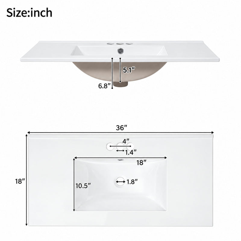 Bathroom Vanity With Sink, Soft Close Doors, Double Shelves & Divided Drawer