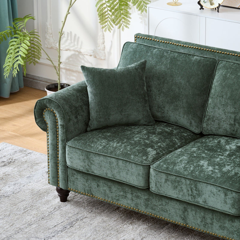 2 Seater Sofa With Rolled Arms, Tufted Upholstered Couch