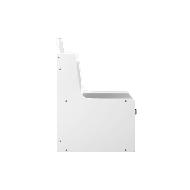 Bookshelf With Storage Bins, Bookcase With Book Display Shelf And 2 Bins, Cute Bear Shaped Backboard, Toy Organizer - White