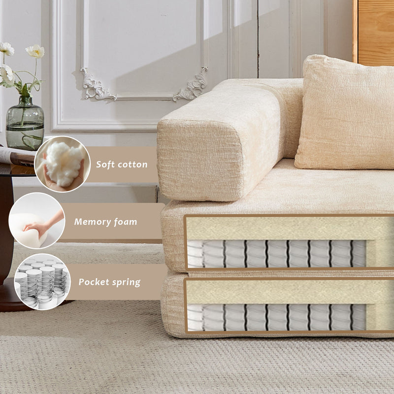 Convertible Floor Sofa Bed With Fixed Shape Frame For Living Room