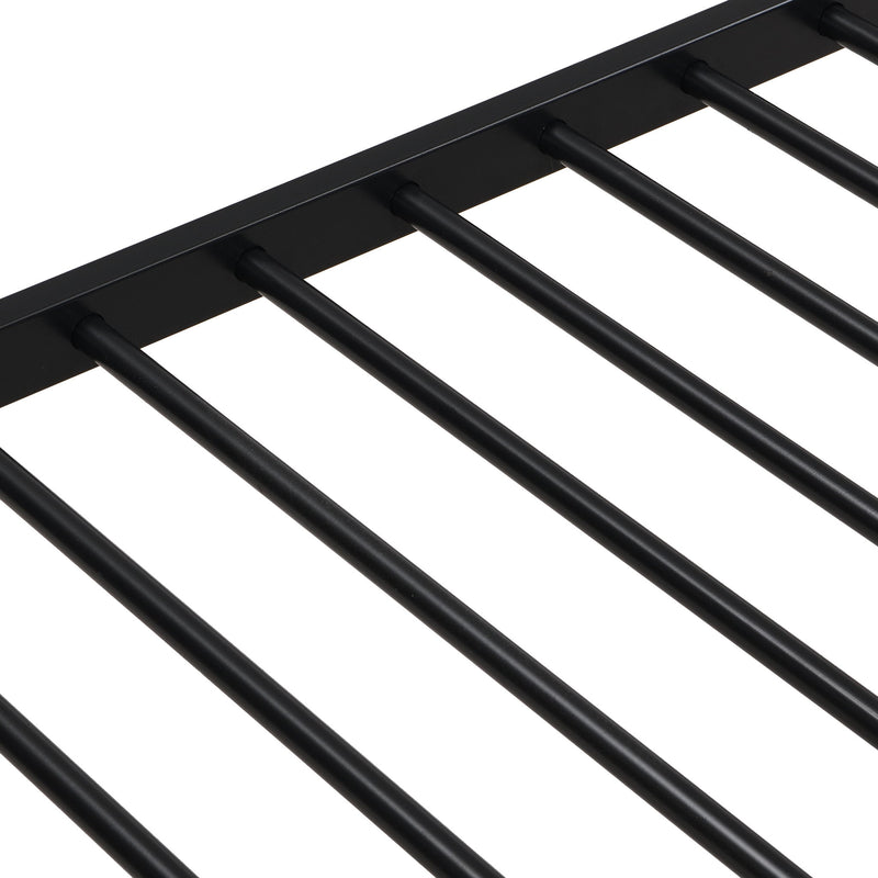 Twin Over Full Modern Metal Bunk Bed With Trundle - Black