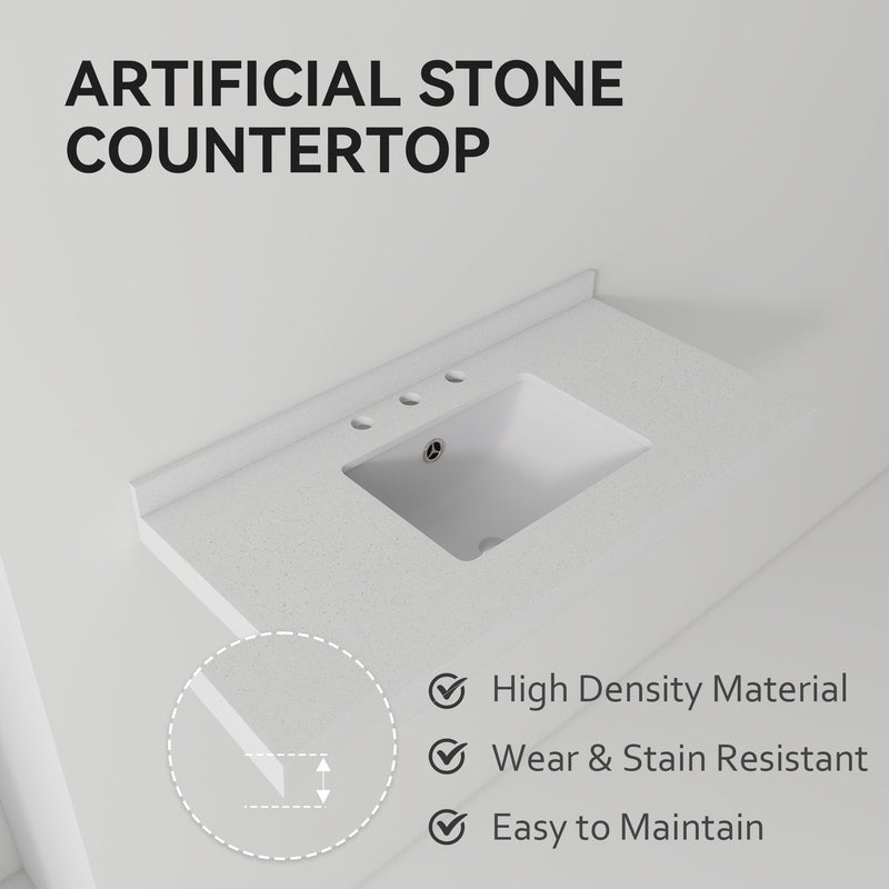 Basin Sink With 2" Thick Rim, Triple Faucet Holes, Sink Only
