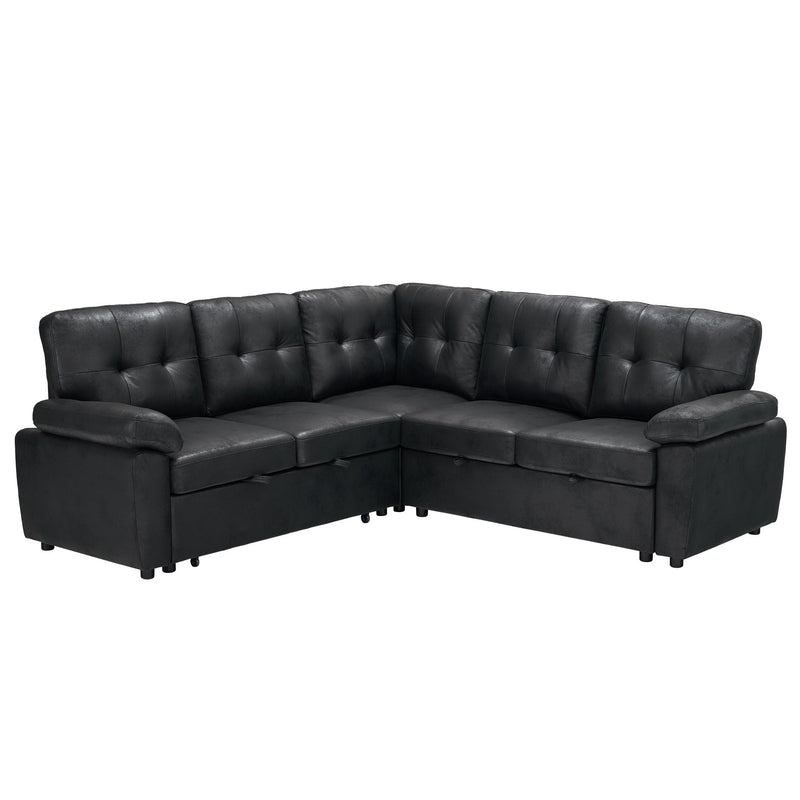Convertible Sectional Sofa Bed With Pull Out Sleeper And Storage