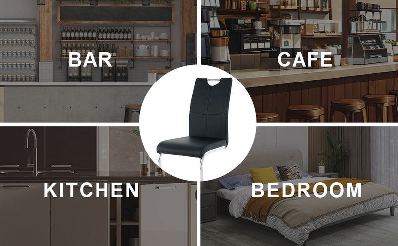 Modern Dining Chairs With Padded Seat And Metal Legs