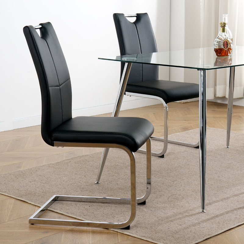 Modern Dining Chairs With Padded Seat And Metal Legs