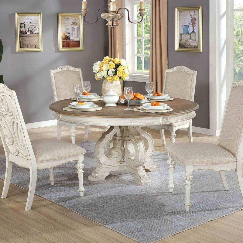 Elegant Dining Set Round Table And Side Chairs