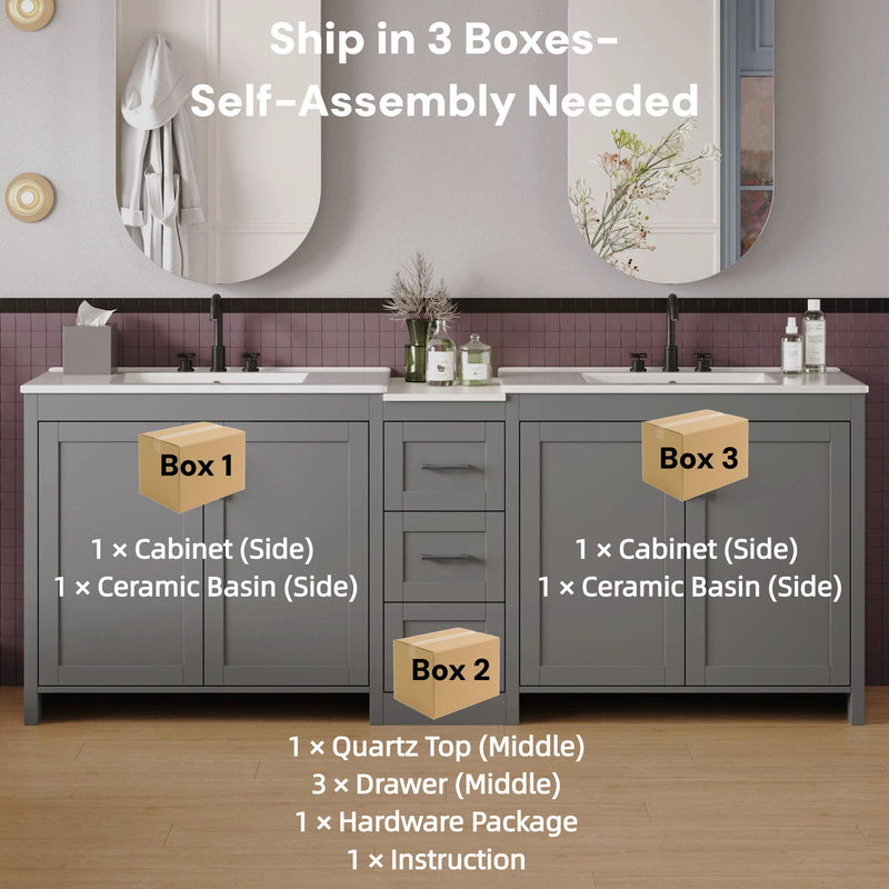 Double Sink Bathroom Vanity With Quartz Countertop