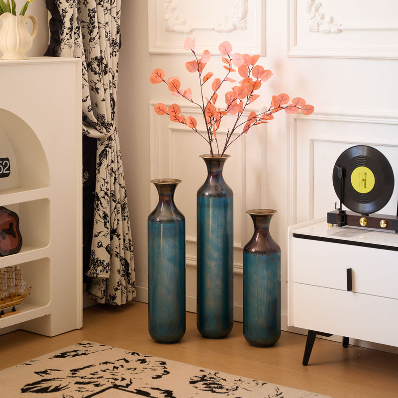 Modern Droplet Shaped Floor Vase Set, 3 Piece Home Decor