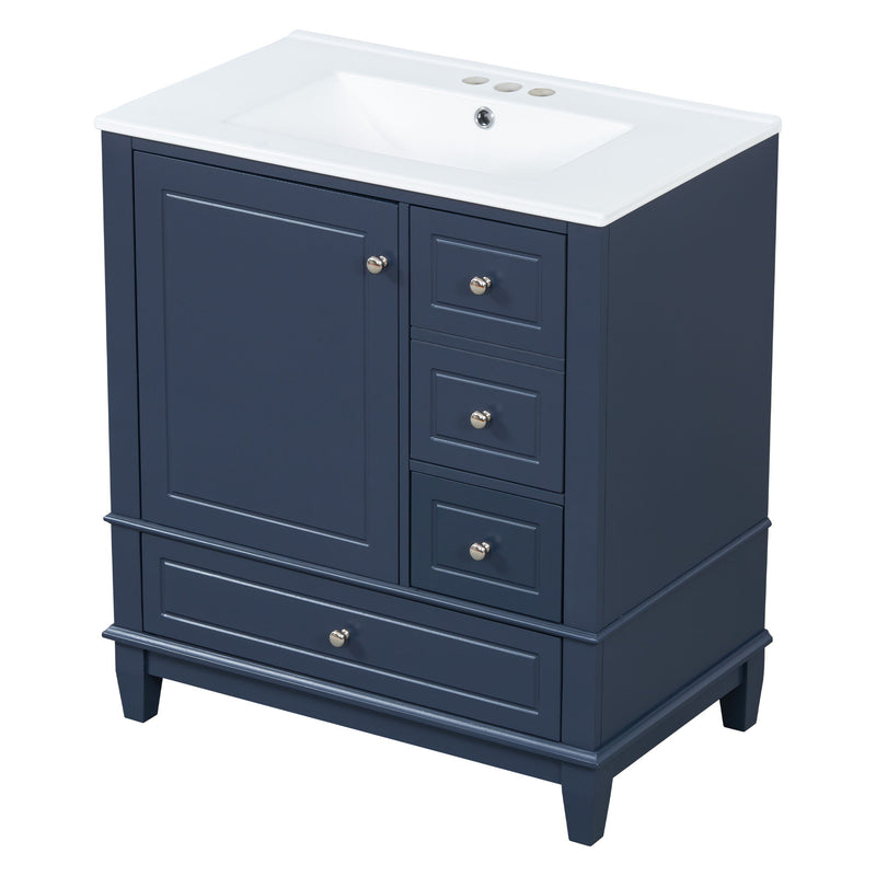Freestanding Bathroom Vanity With Sink, Soft Close Door, 3 Drawers
