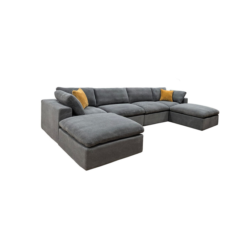 Upholstery Full Compressed Modular Sectional With Toss Pillows - Light Gray