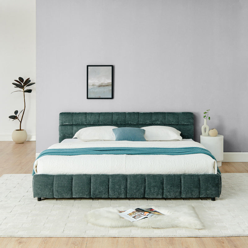 Modern Platform Bed Frame With Thick Fabric