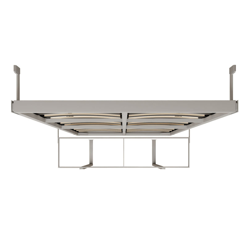 Queen Size Cabinet Wall Bed Mechanism With Desk Panel - Gray