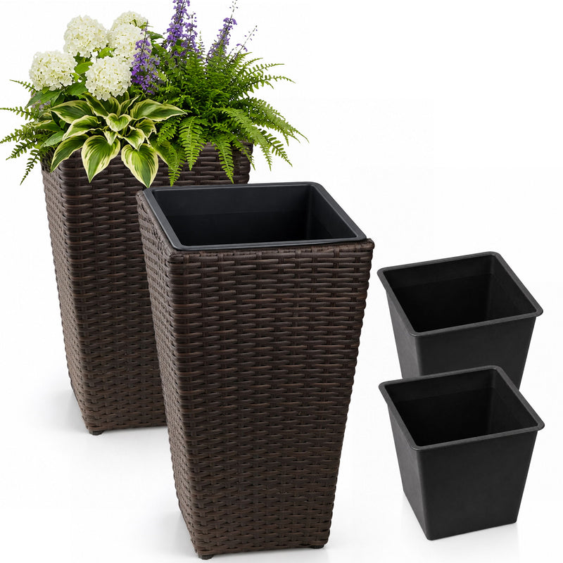 Solhome - Indoor / Outdoor Decorative Planter With Removable Insert (Set of 2) - Brown Ebony