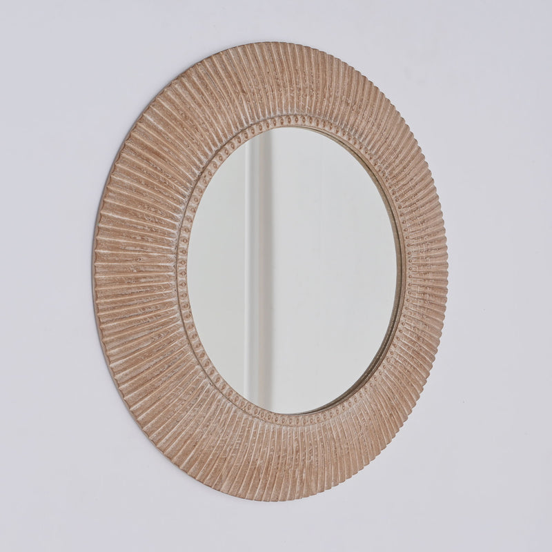 Handcarved Decorative Hanging Wall Mirror - Antique Brown / White