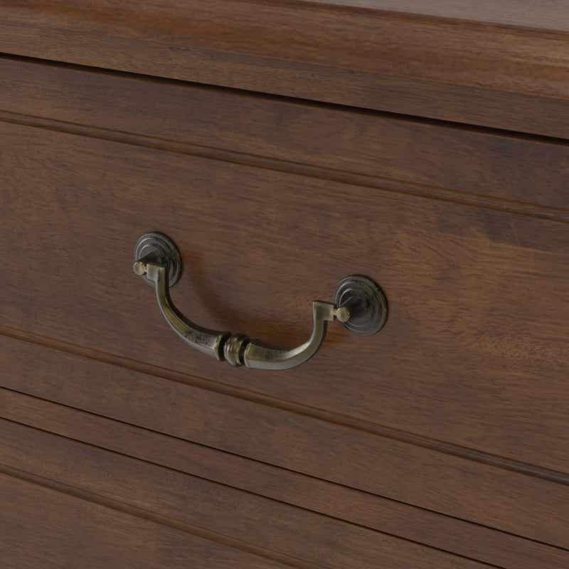 Fluted Nightstand With 2 Drawers, Bedside Table - Walnut