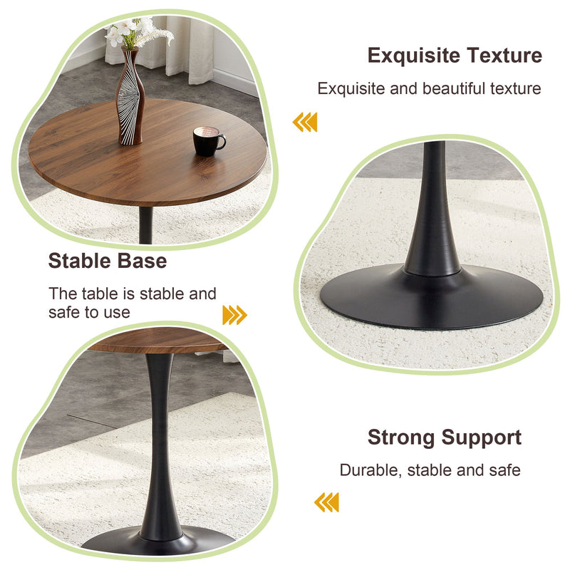 Round Dining Table For Kitchen - Black / Walnut