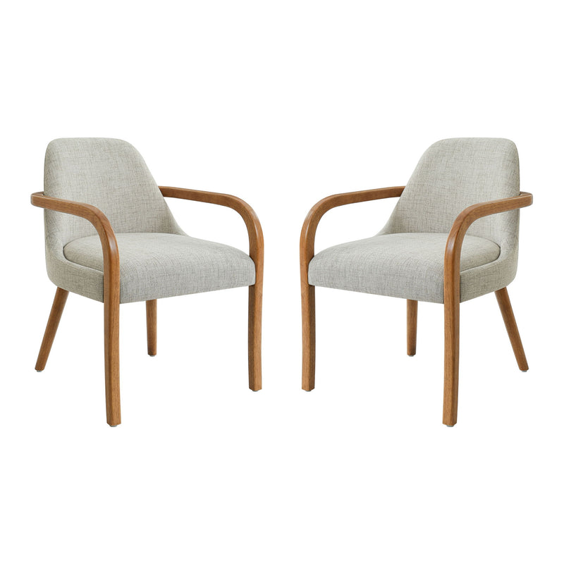 Dining Indoor Upholstered Armchairs (Set of 2) - Beige / Light Oak