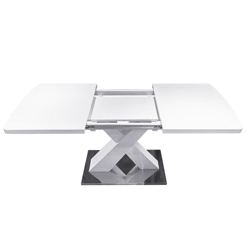 Rectangle Dining Table, Stretchable, X Shape Legs - White