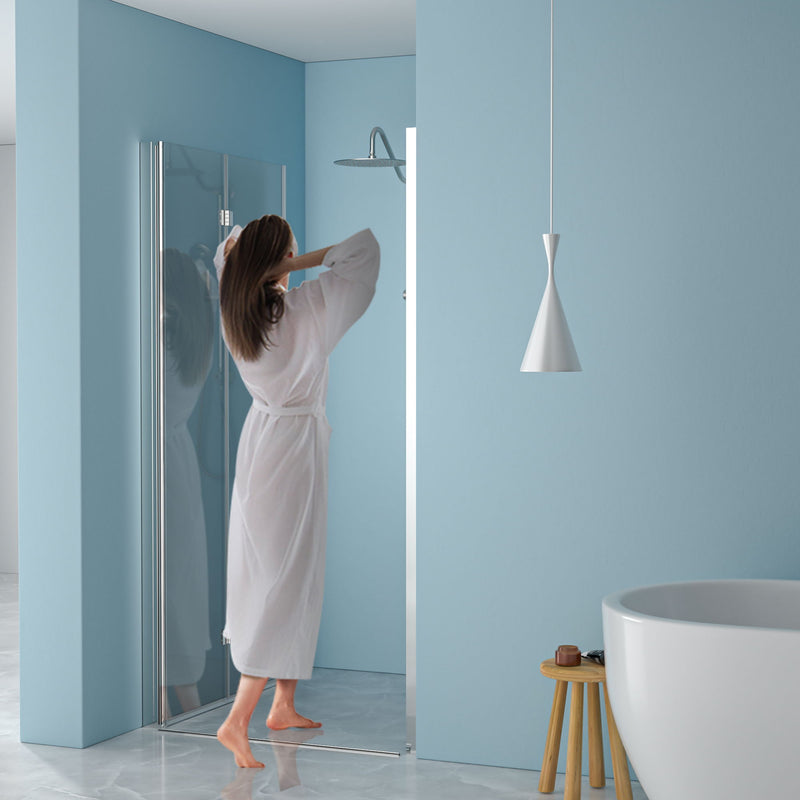 Frameless Bi Fold Shower Door With Tempered Glass - Chrome