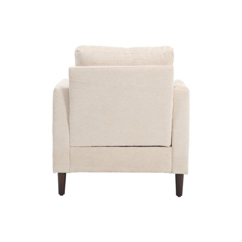 Modern Mid Century Wood Frame Armchair With Tufted Design