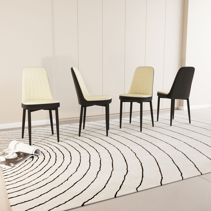 Modern Dining Chair With Cushions And Metal Legs