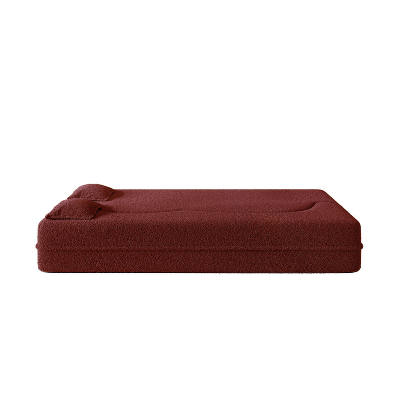Modern Floor Sleeper Sofa Bed With 2 Pillows, Convertible Twin Size Folding Mattress For Living Room