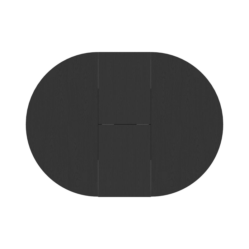 Dining Table For Farmhouse Kitchen Expandable Oval Table Top With Removable Leaf Trestle X Shaped Base - Black