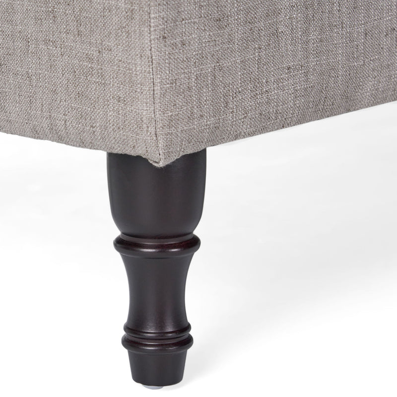Dean - Fabric Storage Wide Tufted Rectangle Ottoman - Gray